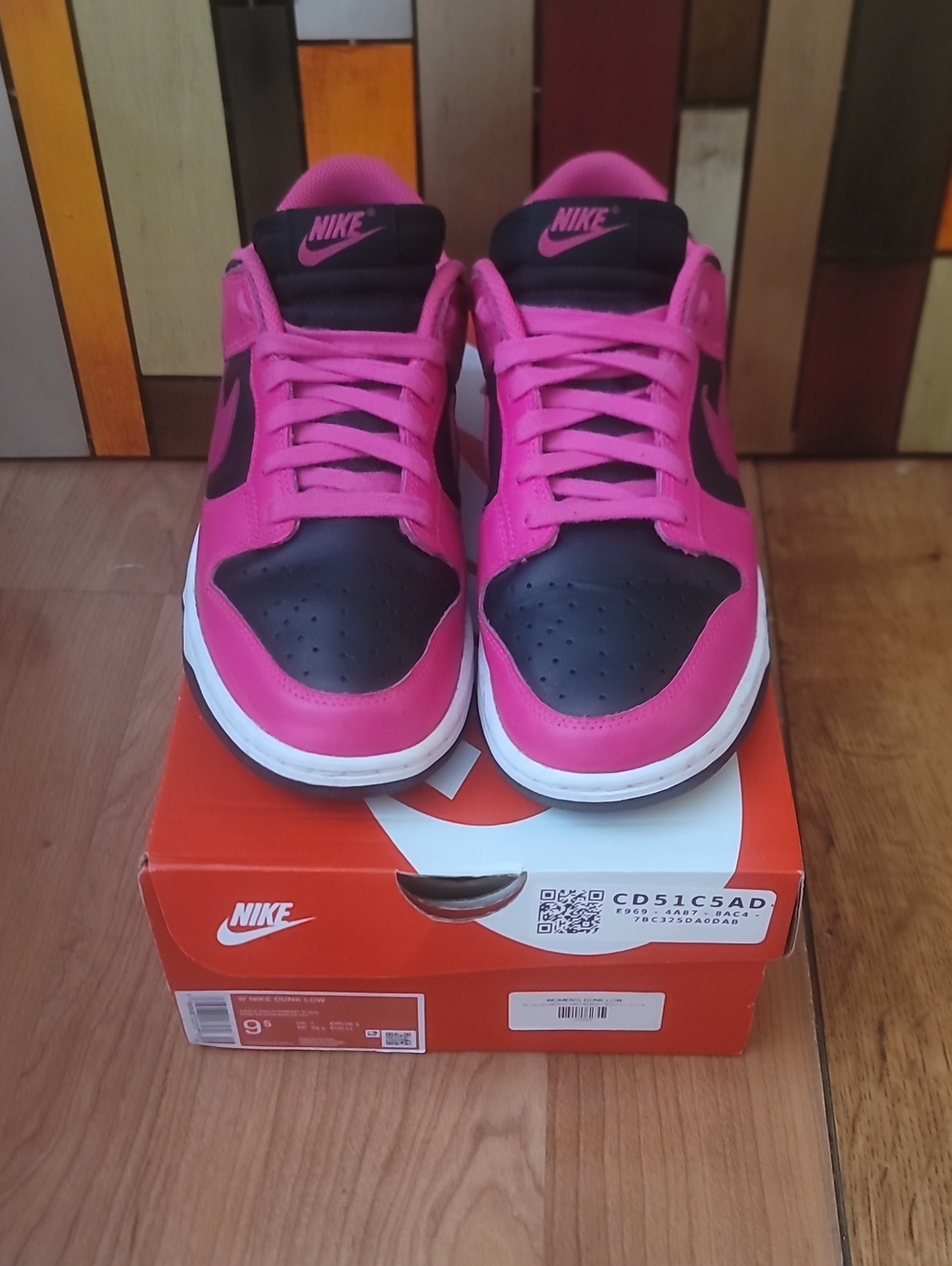 Nike Dunk Fire-berry Black Sneakers With Box W9.5